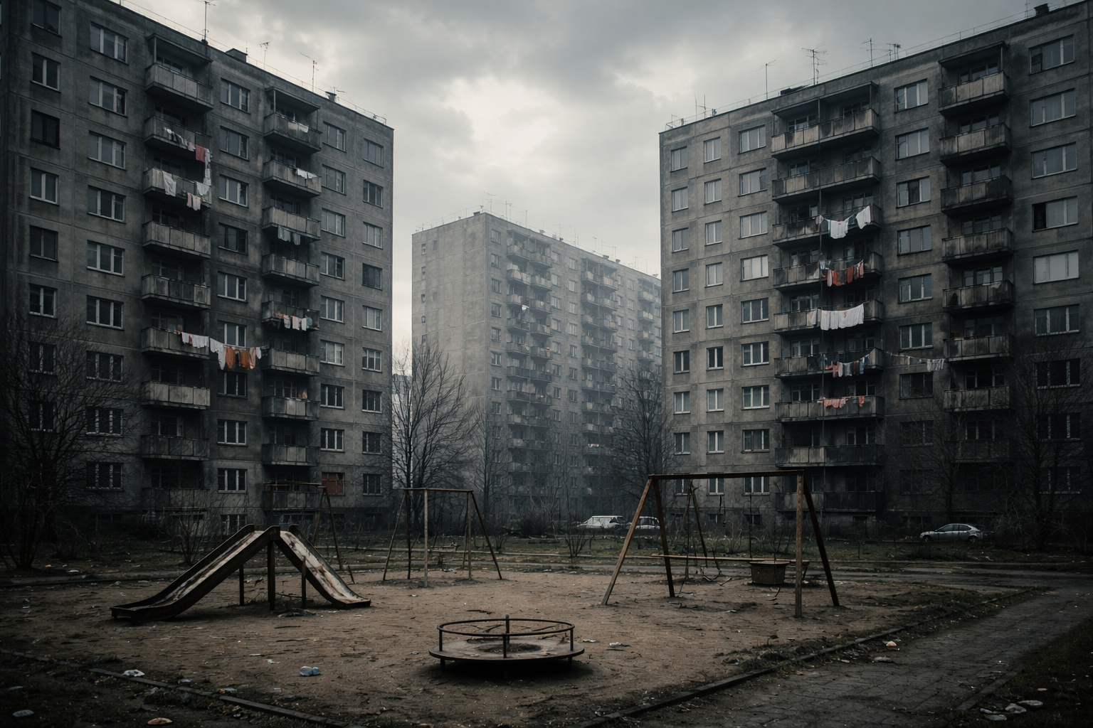 Szare bloki mieszkalne — atmosfera filmu Dług